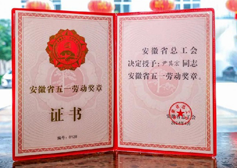 喜报！k8凯发官网科技股份有限公司董事长尹其宏荣获“安徽省五一劳动奖章”